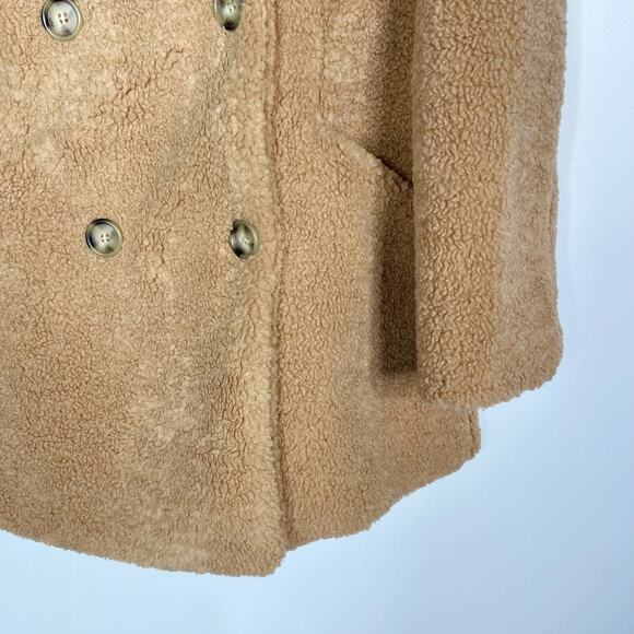 Talulah S/M Tan Camel Max Oversized Teddy Coat Double Breasted Cozy Warm Soft - Picture 5 of 12
